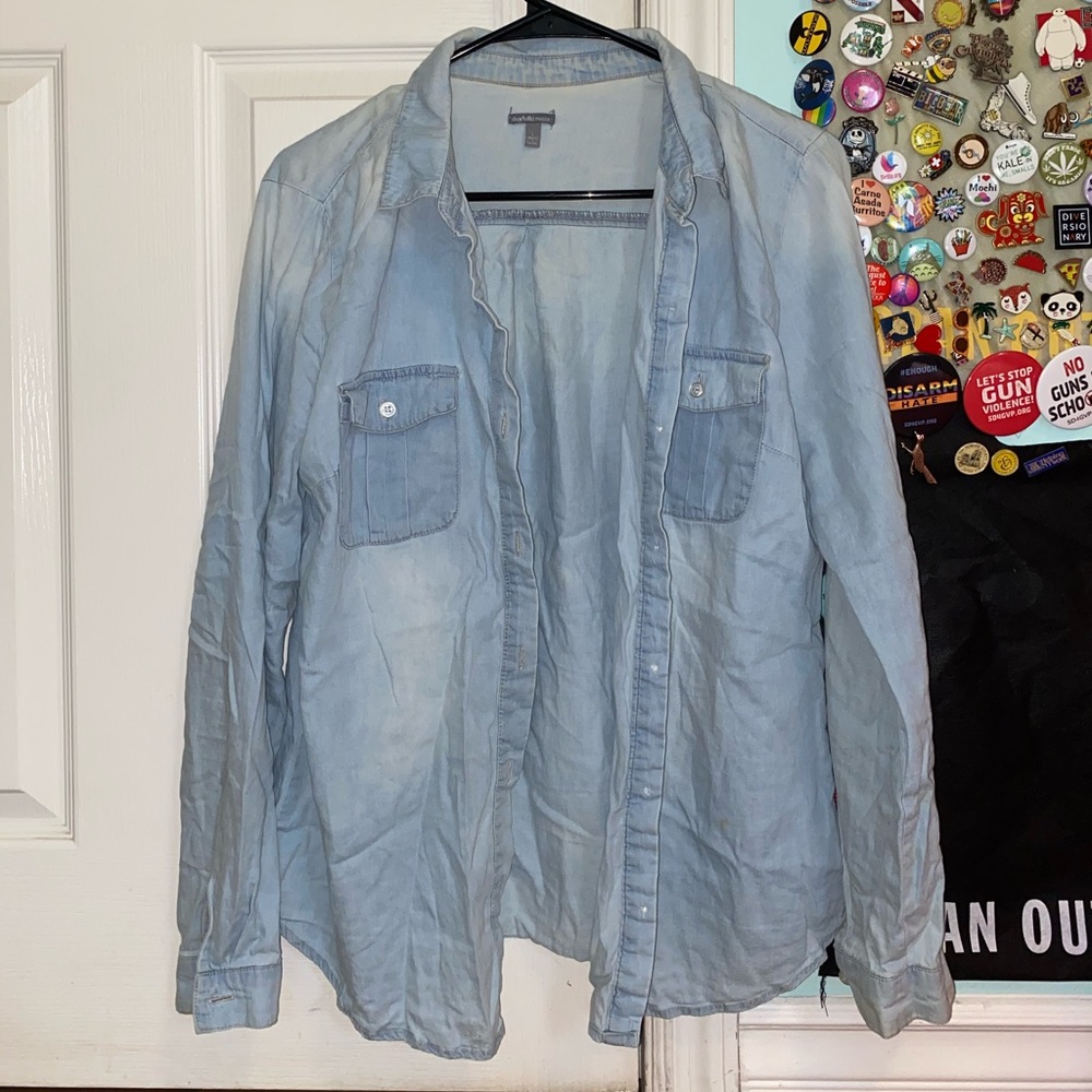 faux denim button up